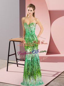 Multi-color Sleeveless Sequins Floor Length Evening Dress