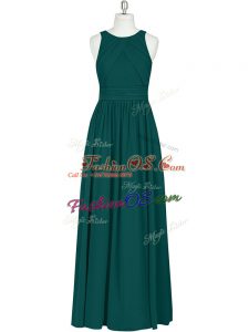 Dark Green Sleeveless Chiffon Zipper for Prom and Party