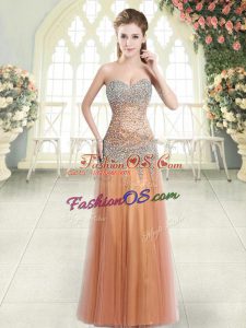 Floor Length Orange Prom Dresses Sweetheart Sleeveless Zipper