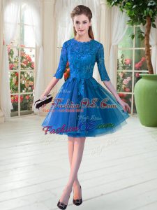 Tulle Half Sleeves Knee Length Prom Party Dress and Lace