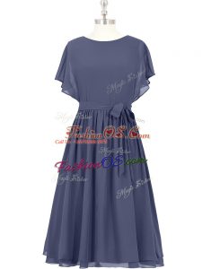Artistic Chiffon Short Sleeves Knee Length Party Dress for Toddlers and Bowknot