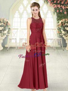 Hot Sale Burgundy Scoop Backless Lace Evening Dress Sleeveless