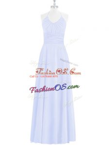New Arrival Halter Top Sleeveless Zipper Prom Party Dress Baby Blue Chiffon