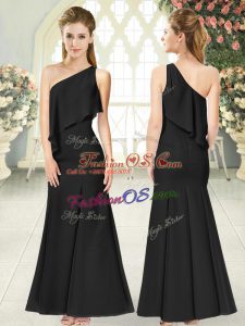 Clearance Black Sleeveless Ruching Ankle Length Dress for Prom