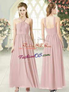 Sleeveless Zipper Ankle Length Ruching Prom Evening Gown