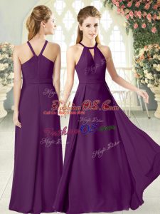 Fantastic Purple Sleeveless Chiffon Zipper Prom Evening Gown for Prom and Party