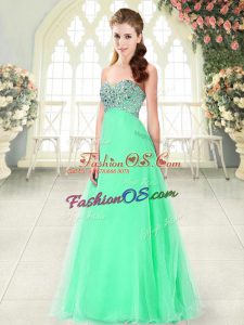 Apple Green Sleeveless Tulle Lace Up Prom Evening Gown for Prom and Party