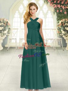Sleeveless Zipper Floor Length Ruching Homecoming Dress