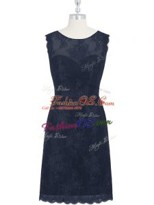 Beautiful Knee Length Black Womens Party Dresses Tulle Sleeveless Lace
