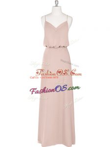 Beauteous Spaghetti Straps Sleeveless Zipper Prom Dresses Baby Pink Chiffon