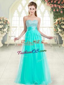 Aqua Blue Sweetheart Lace Up Beading Homecoming Dress Sleeveless