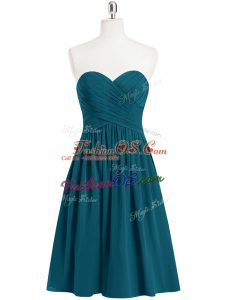 Teal Prom Dresses Prom and Party and Military Ball with Pleated Sweetheart Sleeveless Zipper