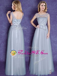 Sophisticated Scoop Cap Sleeves Appliques and Bowknot Lace Up Quinceanera Court Dresses
