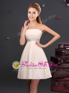 Chic Sequins Champagne Sleeveless Chiffon Zipper Bridesmaid Gown for Prom and Party and Wedding Party