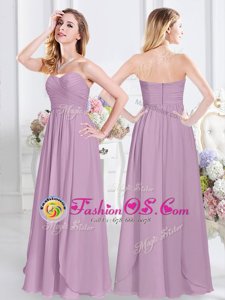 Lavender Sleeveless Chiffon Zipper Bridesmaid Dress for Prom and Party and Wedding Party