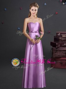 Floor Length Fuchsia Bridesmaid Gown Chiffon Sleeveless Ruching