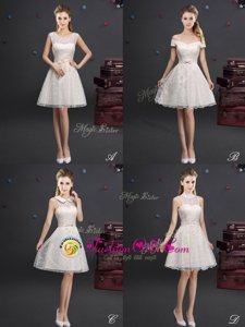 Most Popular Scoop Sleeveless Court Dresses for Sweet 16 Mini Length Lace and Bowknot Wine Red Tulle