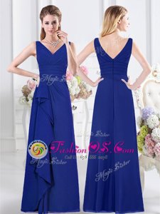 Admirable Floor Length Empire Sleeveless Royal Blue Bridesmaid Dresses Zipper