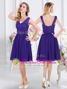 Chiffon Sleeveless Knee Length Damas Dress and Lace
