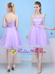 Tulle Sweetheart Sleeveless Lace Up Bowknot Wedding Party Dress in Lavender