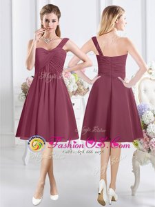 Sweet One Shoulder Sleeveless Chiffon Bridesmaid Dress Ruching Zipper