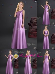 Luxurious Square Sleeveless Elastic Woven Satin Court Dresses for Sweet 16 Bowknot Zipper
