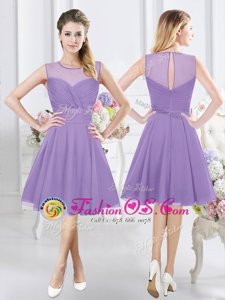 Discount Lavender Scoop Neckline Ruching Wedding Party Dress Sleeveless Zipper