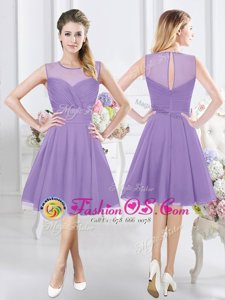 Discount Lavender Scoop Neckline Ruching Wedding Party Dress Sleeveless Zipper
