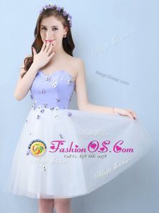 Fabulous Sleeveless Lace Up Knee Length Appliques Bridesmaid Dresses