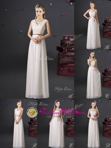 Lace and Appliques and Belt Court Dresses for Sweet 16 White Lace Up Sleeveless Floor Length