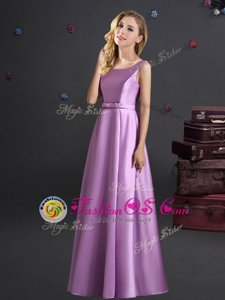 Beauteous Lilac Square Zipper Bowknot Quinceanera Dama Dress Sleeveless