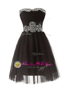 Black Sleeveless Tulle Zipper Prom Gown for Prom and Party