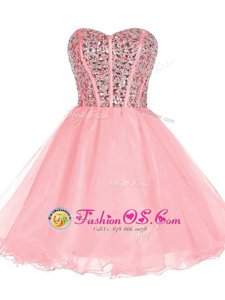 Wonderful Ruffled Pink Sleeveless Organza Zipper Celebrity Dress for Prom and Party