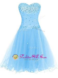 Free and Easy Sweetheart Sleeveless Organza Cocktail Dresses Beading Lace Up