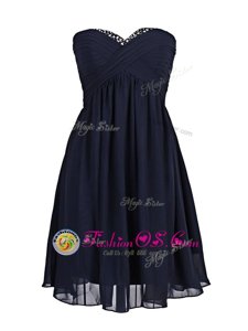 Sexy Mini Length Zipper Prom Dresses Navy Blue and In for Prom and Party with Beading