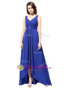 Sleeveless Brush Train Ruching Zipper Prom Dresses