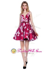 New Arrival A-line Prom Dress Multi-color V-neck Satin Sleeveless Knee Length Backless