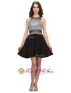 Nice Scoop Black Sleeveless Beading Mini Length Prom Dress