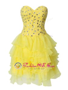 Wonderful Sleeveless Beading and Ruffled Layers Zipper Prom Party Dress