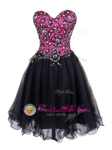 Custom Fit Sweetheart Sleeveless Tulle Prom Gown Beading and Lace Zipper