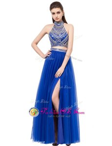 Royal Blue Square Neckline Beading Homecoming Dress Sleeveless Criss Cross