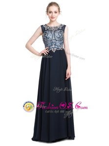 Delicate Scoop Chiffon Sleeveless With Train Celebrity Style Dress Brush Train and Beading
