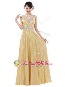 Enchanting V-neck Sleeveless Chiffon Formal Dresses Beading Zipper