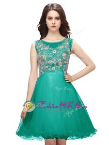 Scoop Organza Sleeveless Mini Length Club Wear and Embroidery