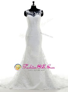 Mermaid Scoop Sleeveless Brush Train Clasp Handle With Train Lace and Appliques Wedding Dress