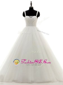 Charming Floor Length White Wedding Dresses Straps Sleeveless Zipper