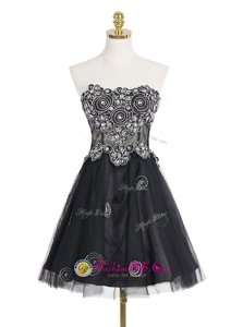 Black Dress for Prom Prom and For with Appliques Sweetheart Sleeveless Zipper