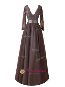Long Sleeves Zipper Floor Length Lace Prom Dress