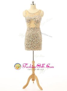 Low Price Scoop Backless Champagne Sleeveless Beading Mini Length Cocktail Dress