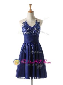 Trendy Scoop Sleeveless Backless Junior Homecoming Dress Navy Blue Chiffon